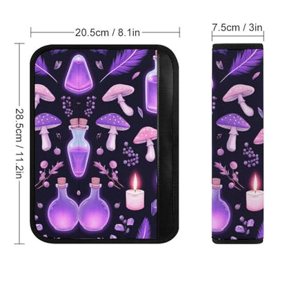 Fashion 2PCS Car Belt Covers, Gothic Magic Witch Witchy Trippy Purple Mushrooms Protect Your Shoulders Car Safety Seat Belt Strap - color: Color359