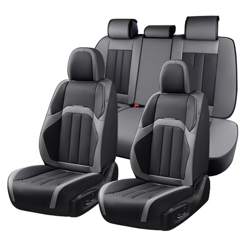 Coverado Car Seat Cover, Cover for Cars Full Seat, Premium Leather, Universal Fit Waterproof Seat Protectors, Car Seat Cushion Non-Slip for Most Cars-BlackGray - color: BlackGray, size: FullSet