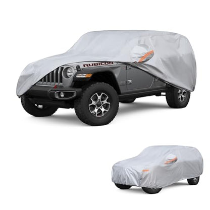 Car Cover Custom Fit for Jeep Wrangler 4 Door 2006-2025 JL JK, 6 Layer Heavy Duty Waterproof All Weather Car Tarp Outdoor Protection with Cotton Lining - size: jeep wrangler 4 door jl jk car cover