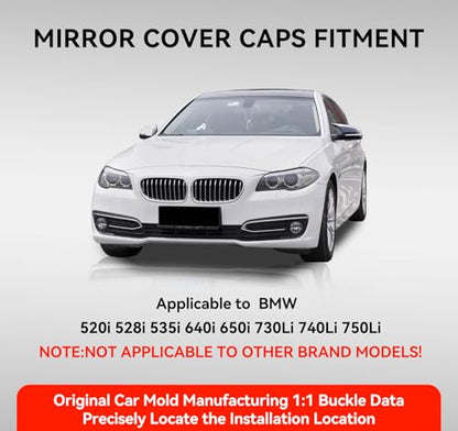 Mirror Caps for F10 - Durable Quality Carbon Fiber Look, Mirror Covers Compatible with F10 F11 F18 5-Series 2014-2018 - Upgrade Your Ride Now - size: Carbon Fiber Look