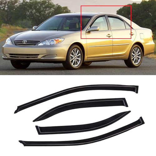 Window Visors for 2002-2006 Toyota Camry, Rain Guards Shields Vent Deflector Shade Wind Dark Smoke 2003 2004 2005 02 03 04 05 06, Tape-On, 4PCS - style: For 2002-2006 | Toyota Camry | Out-Channel