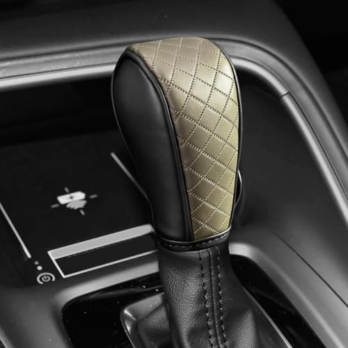Car Gear Shift Cover, Shift Knob Cover, Breathable Leather Vehicle Gear Shifter Stick Protector, Anti-Slip Automotive Shifting Lever Decoration Accessories for Car SUV Truck (Black Beige) - color: Black Beige