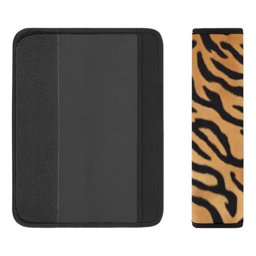 Men's Comfortable Cushion Pad Car Shoulder Strap, Wild Animal Tiger Skin Stripe Harness Pad Car Belt Covers - color: Color862