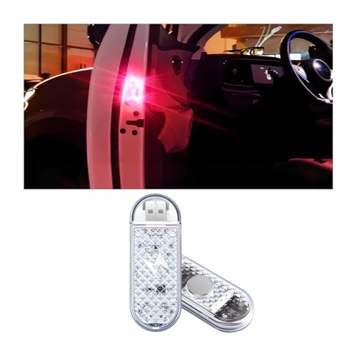 Car Door LED Warning Lights, 2PCS Roadside High Brightness Vehicle Flashing Flares Safety Signal Lamp, Rechargeable Automotive Strobe Lights, Universal for SUV RV Truck (Red) - color: Red