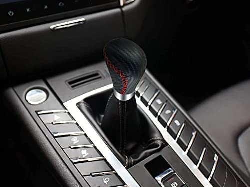 Lunsom Leather Shifter Knob R Style Shift Stick Handle Head Car Gear Lever Accessory for Most Manual Transmission Vehicle (Black) - color: Red Black