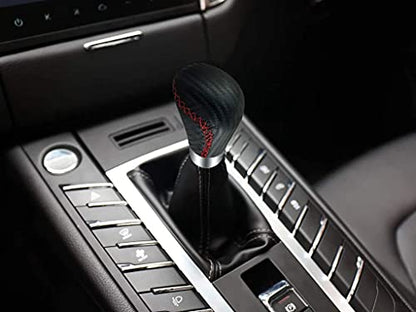 Lunsom Leather Shifter Knob R Style Shift Stick Handle Head Car Gear Lever Accessory for Most Manual Transmission Vehicle (Black) - color: Red Black
