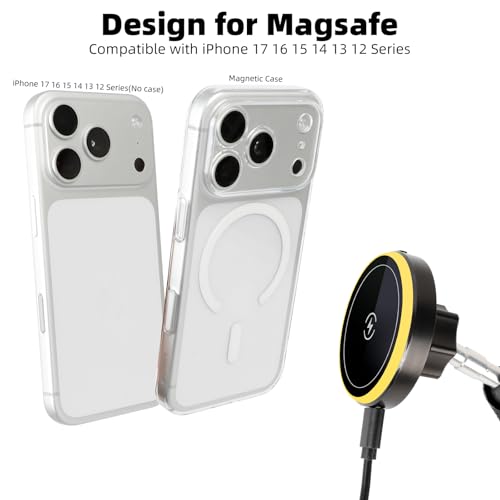 15W Magnetic Wireless Charging Phone Holder with 17mm Ball Socket for MagSafe, Universal Replacement for Car Air Vent, Dashboard, Windshield Phone Holders | Strong Magnet, 360° Rotation - style: Wireless Charging