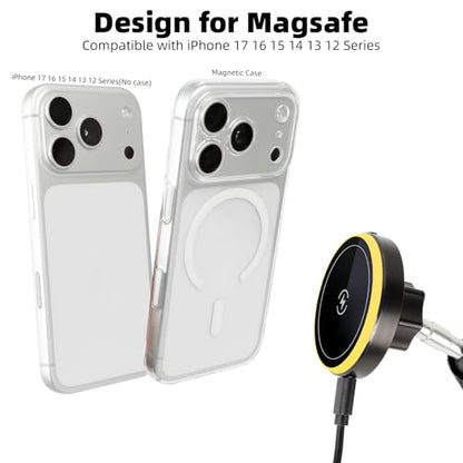 15W Magnetic Wireless Charging Phone Holder with 17mm Ball Socket for MagSafe, Universal Replacement for Car Air Vent, Dashboard, Windshield Phone Holders | Strong Magnet, 360° Rotation - style: Wireless Charging