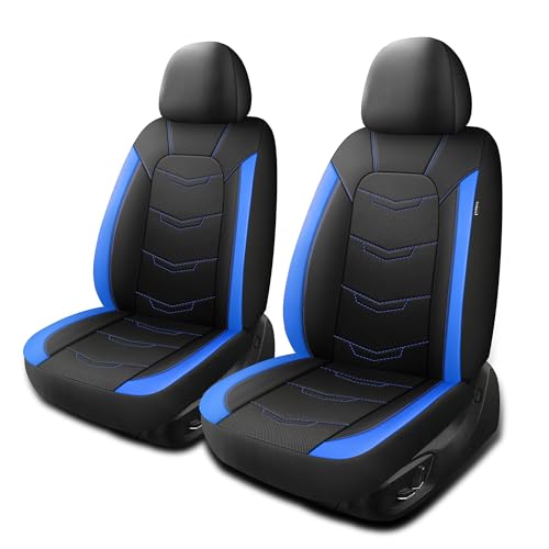 HChengkikz Seat Cover, Sport and Breathable Seat Covers, Anti-Slip Universal Fit Automotive for Cars Sedan SUV and Truck (2 Pieces, Front Seat, Black+Blue, N2) - color: Black Blue, size: Front Seat