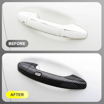 Car Door Handle Cover fit for Mercedes Benz C E S GLC GLE Class W205 W213 X253 W222 C292 W167 W177 2016-2022 – ABS Carbon Fiber Protector, 4PCS Trim Accessories Compatible Left Right Side
