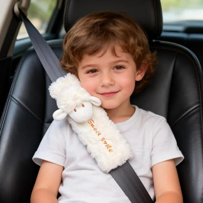 2 PCS Seat Belt Cover Pad, Cute Kawaii Animal Sheep Seatbelt Covers for Kids and Adults, Winter Plush Fluffy Soft Seat Belt Cover, Cartoon Seatbelt Cushion,Car Seat Strap Pads (G-Sheep) - color: G-Sheep