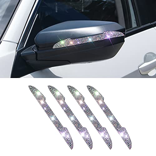 4 PCS Bling Rhinestone Car Door Handle Scratch Protector, Universal for All Cars, Vehicles, SUVs, Car Side Rearview Mirror, Car Door Edge Guard, Car Exterior Accessories for Women Men (Multicolor) - color: Multicolor
