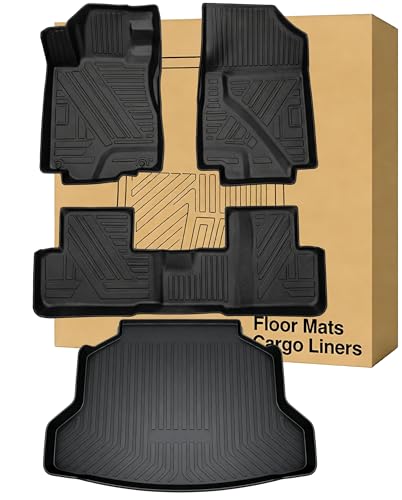 Floor Mats ＆ Cargo Liners Compatible with 2012-2016 Honda CR-V，All Weather Waterproof Durable Anti-Slip Odorless Custom-fit Front Rear 2 Rows Back Trunk Tray Full Set Carpet Protection Liner - size: 2）For Honda CRV（2012-2016 ）Floor＆Trunk Mats