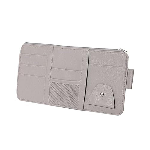 Car Sun Visor Multi-Pocket Organizer — Gray (Universal Car/SUV/Truck Storage Pouch) - color: Gray