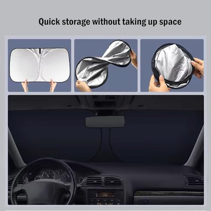 Windshield Sun Shade/car Windshield Sun Shade/car Sun Shade，Thickened, Solid, Strong Support Without Sagging，Suitable for Vehicle Models Such as sedans and SUV，Foldable, Storage Bag (Large)