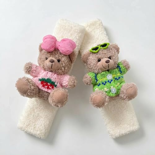 UNICOLD 2 Pack Plush Seatbelt Cover Shoulder Pad,Ultra-Soft Car Seat Belt Cushion for Adults & Kids, Relieves Neck & Shoulder Discomfort, Universal Fit for Cars, SUVs, Backpacks (Pink-Green) - color: Pink-Green