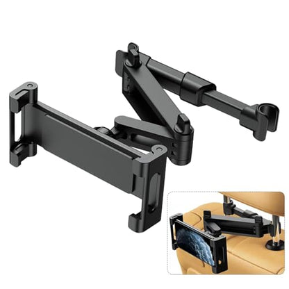 Car Headrest Tablet Holder,Headrest Mount Car Tablets Holder Truck 360 Degree Rotation Adjustable Extendable,Tablet Bracket for Auto,Fits All 5.51-10.24'' Screen Devices