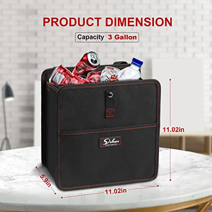 Simple Deluxe Car Trash Can with Storage Pockets, Multipurpose Car Garbage Bin with Adjustable Straps, Hanging for Headrest, Foldable and Portable Organizer, 3 Gallon, Black (Pack of 2) - size: 3 Gallon (Pack of 2), style: 1 Pack