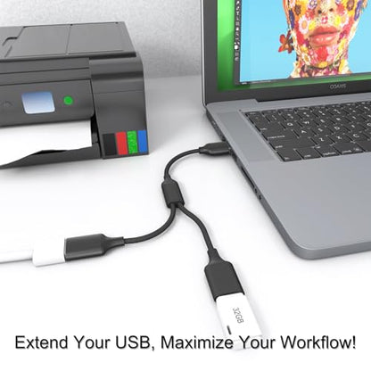 USB Splitter Cable 1 IN 2 OUT 1FT,USB 2.0 Male to Dual Female Extension Cord,Double Data+Charger Y Split Adapter USBA Port Hub for Laptop,PC/Computer,Desktop,Keyboard/Mouse,LED,TV,Printer,Xbox/PS4/PS5 - style: 1 IN 2 OUT