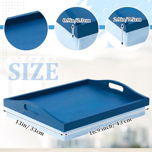 Tioncy 1 Piece Bamboo Lap Tray with Detachable Pillow 16.9'' x 13'' Lap TV Trays Desk with Handles for Adults Eating in Recliner Breakfast Housewarming Gift (Blue) - color: Blue