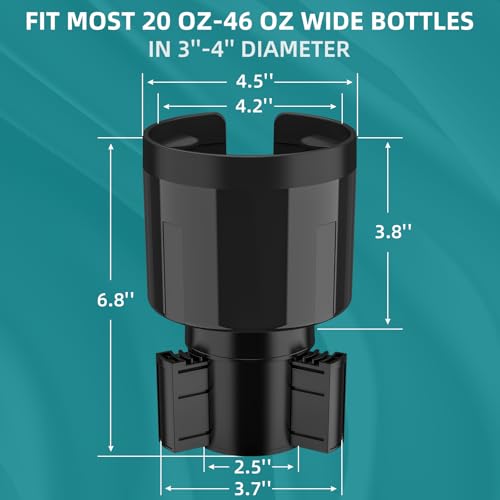 TYKOR Car Cup Holder Expander Adapter with Offset Base, Cup Holder Extender for Car Compatible with Yeti 14/24/36oz, Hydro Flasks 32/40oz, Other Large Water Bottles and Mugs in 3.2"-4.0"