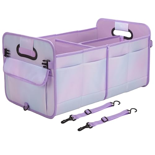 titiyiof Trunk Organizer For Suv&Sedan,Car Organizers&Storage,Waterproof Collapsible & Adjustable Straps,70L Sturdy Car Organization for Car Accessories,Tools,Sundries,2-3Compartment(Colorful Purple) - color: X Purple, size: Large (70L)