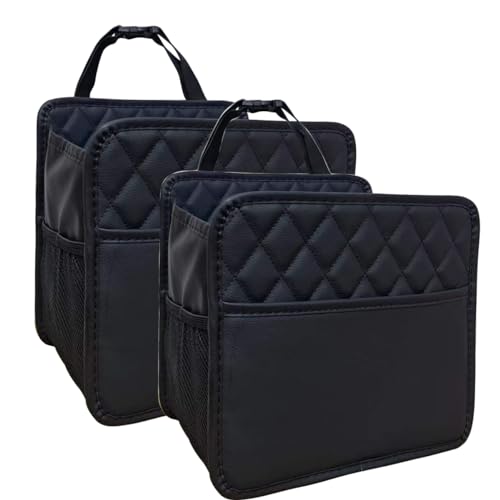 Car Seat Back Organizer, Hanging PU Leather Car Storage Bag, Compatible with Most Vehicles Interior Accessories Organizer - color: Black B (2Pack)