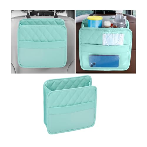 Mandark Car Seat Back Organizer, PU Leather Vehicle Backseat Hanging Storage Pocket, Multipurpose Auto Travel Essentials Accessories for Kids & Adults, Universal for Most Cars (Green) - color: Green