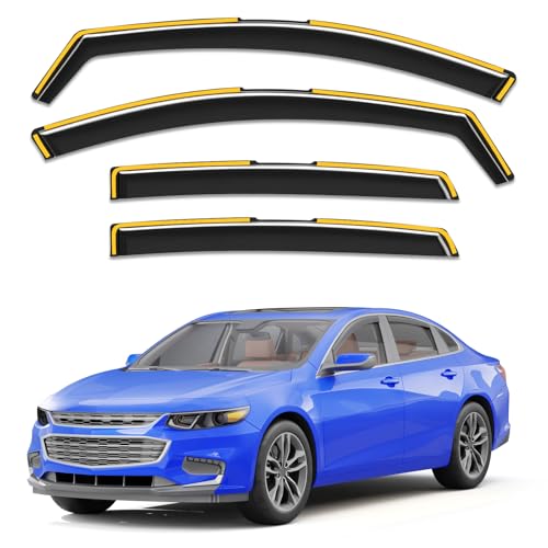 in-Channel Window Rain Guards Fit for Chevy Malibu 2016-2025(9 Gen),Rain Guards Visors Vent Visors Window Deflector, Vent Shades Car Accessories -4 pcs - size: Fit for 2016-2025 Chevy Malibu(9 Gen)