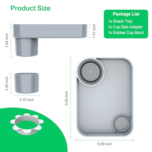 (2 Pack) Car Seat Tray for Kids Travel, Carseat Tray for Food Toddler, Car Seat Table Tray, Car Seat Cup Holder Snack Tray for Graco, Evenflo, Chicco, Rotatable Removable Road Trip Essentials-Gray - color: Glossy Gray-2 Pack