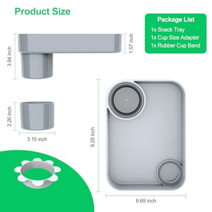 (2 Pack) Car Seat Tray for Kids Travel, Carseat Tray for Food Toddler, Car Seat Table Tray, Car Seat Cup Holder Snack Tray for Graco, Evenflo, Chicco, Rotatable Removable Road Trip Essentials-Gray - color: Glossy Gray-2 Pack