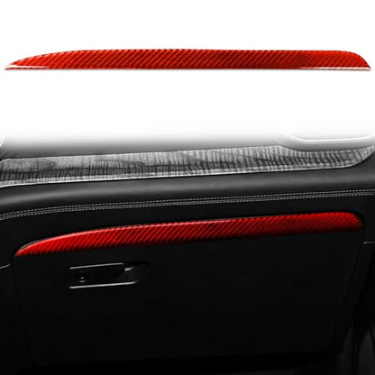 Real Red Carbon Fiber Car Co-Pilot Glove Box Upper Panel Soft Strip Sticker Auto Interior Trim Compatible with Ford Explorer(U625) XLT/Limited/ST/Platinum/Platinum Hybrid 2020 2021 2022 2023 - color: Co-pilot Dash Strip Trim
