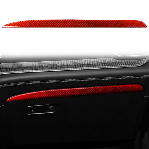 Real Red Carbon Fiber Car Co-Pilot Glove Box Upper Panel Soft Strip Sticker Auto Interior Trim Compatible with Ford Explorer(U625) XLT/Limited/ST/Platinum/Platinum Hybrid 2020 2021 2022 2023 - color: Co-pilot Dash Strip Trim