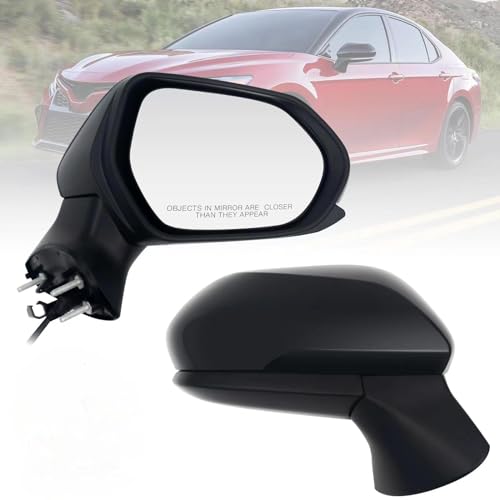 Passenger Side View Mirror Compatible With Toyota Camry 2018-2022 3-Pins Manual Folding Power Glass Non Heated Non Blind Spot Rear View Mirror - color: Textured Black-3 Pins, size: R-Passenger Side