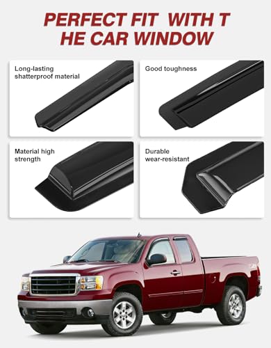 Outside-Mount Window Rain Guards Fit for 1999-2006 Chevy Silverado/GMC Sierra Extended Cab, Window Visors Wind Deflector Dark Smoke Vent Shades Car Tape-on with Thicker 4-pcs - size: Fit for 1999-2007 Silverado/Sierra Standard Cab
