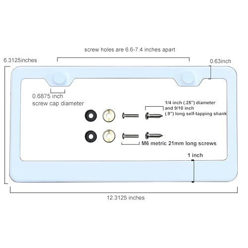 T304 Stainless Steel License Plate Frame – 8K Mirror Polish Finish, Rust-Resistant, Slim Design, Universal Fit, Includes Screw Caps, Washers & Stainless Steel Screws (White) - color: White
