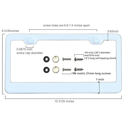 T304 Stainless Steel License Plate Frame – 8K Mirror Polish Finish, Rust-Resistant, Slim Design, Universal Fit, Includes Screw Caps, Washers & Stainless Steel Screws (White) - color: White