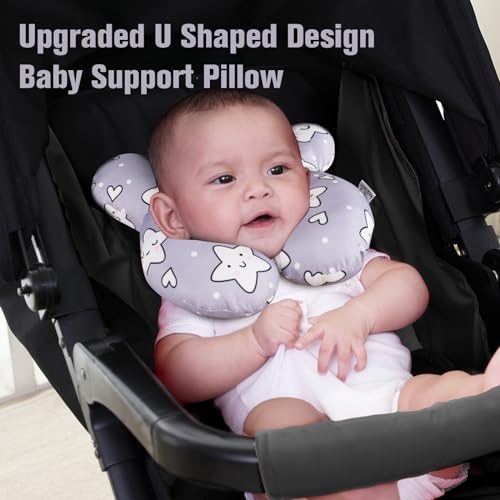 KAKIBLIN Baby Neck Pillow,Upgraded Baby Support Pillow, Head Pillow,Travel Pillow for Car Seat, Stroller, Pushchair,Travel (Star) - color: Star