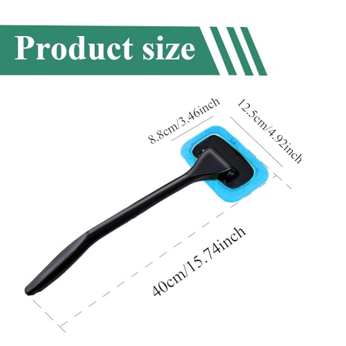 Windshield Cleaning Tool, Extendable Handle Car Window Cleaner with 4 Reusable Microfiber Pads, Auto Inside Glass Wiper for Car Windscreen Cleaning - color: Light blue