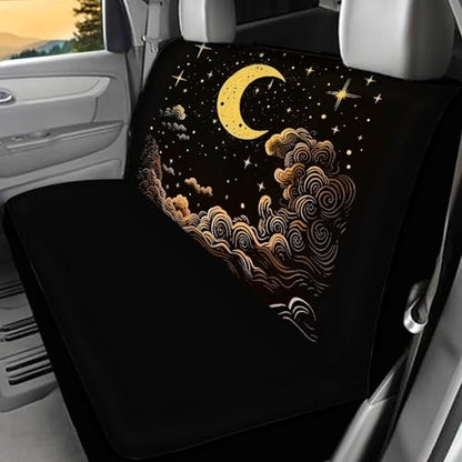 Night Moon Star Car Accessories Black Car Rear Seat Covers for SUV 2 Pack Truck Bench Seat Cover Waterproof Back Seat Backrest Protector - color: 1 Moon Star