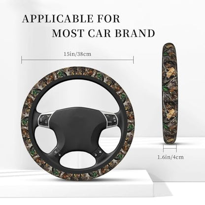 Camo Camouflage Leaf Steering Wheel Cover, Non-slip Breathable Neoprene Steering Wheel Covers, Men Car Accessories Universal 15 Inch Fit Auto, Suvs, Truck - color: Camouflage Leaf