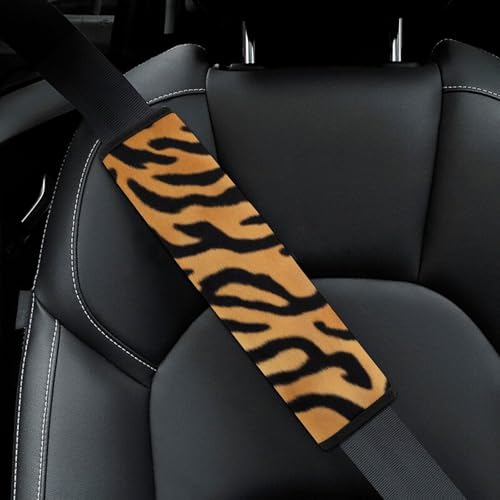 Men's Comfortable Cushion Pad Car Shoulder Strap, Wild Animal Tiger Skin Stripe Harness Pad Car Belt Covers - color: Color862