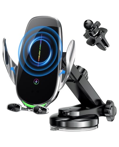 Wireless Car Charger,Mosurr 15W Auto Clamping Phone Holders for Your car fit for iPhone 16 15 14 Mini Pro Max, Samsung Galaxy S25 Ultra S24 S23+, etc, Fathers Day for Gifts (Sliver) - color: silver