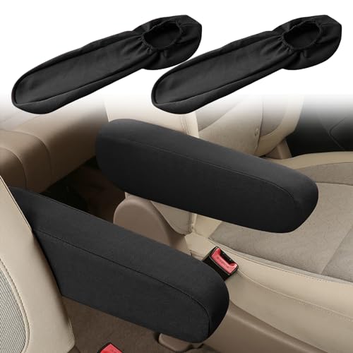 2PC Car Front Seat Armrest Covers,Universal Size Seat Arm Rest Cover,Flat Cloth Fabric Armrest Cover,Car Interior Accessories(Black,1Pair) - color: Black-2PC