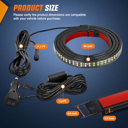 Nilight 60 Inch Truck Tailgate Strobe Light Strip Tail Emergency Bar Rear Window Warning Lamp Ultra-Bright Double Row 360 LED for Pickup Trailers Construction Vehicles Car SUV, Green White - color: 60" Tailgte Strobe Green White