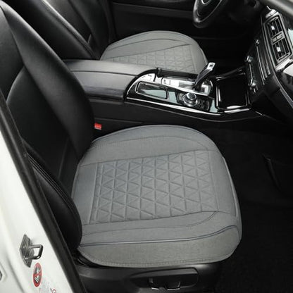 West Llama Linen Front Car Seat Cover Protector Anti-Slip Bottom Seat Cover Fits 95% of Vehicles,Wrapping Around The Bottom,Triangular Pattern(Gray-2Pcs) - color: Triangular Pattern-Gray, size: 2pc