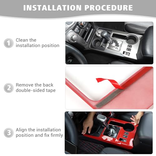 Jimen Compatible with Toyota 4Runner 2010-2023, Gear Shift Panel Cover Interior Trim Accessories (Red) - color: Red