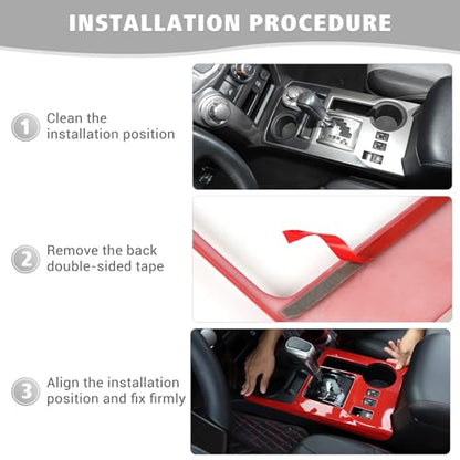 Jimen Compatible with Toyota 4Runner 2010-2023, Gear Shift Panel Cover Interior Trim Accessories (Red) - color: Red