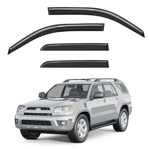 Out-Channel Window Rain Guards Fit for 2003-2009 Toyota 4Runner, Extra Durable Window Visors Vent Visors Vent Shades Wind Deflector Dark Smoke Car Tape-on with Thicker 4PCS - size: Fit for 2003-2009 Toyota 4Runner