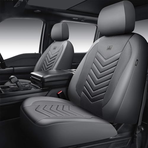 CAR PASS 3D Foam Mesh Leather Car Seat Covers Front Seats, Grey Breathable Front Seat Cover for Cars, Comfortable Universal Fit for SUV Truck Sedan Automotive Anti-Slip Airbag Compatible, Pure Gray - color: Pure Gray, size: Two Front